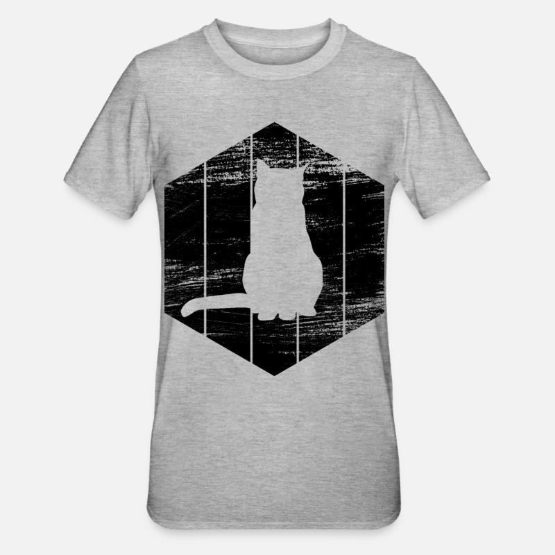 Katze Zeichnung - Unisex Polycotton T-Shirt - Grau meliert