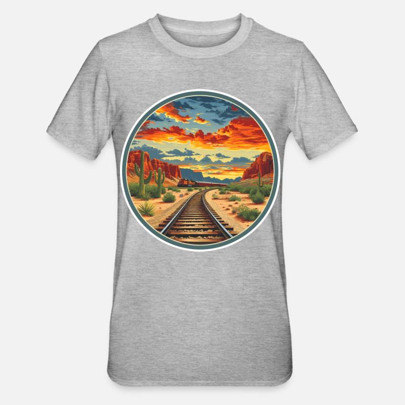 Eisenbahn - Unisex Polycotton T-Shirt - Grau meliert