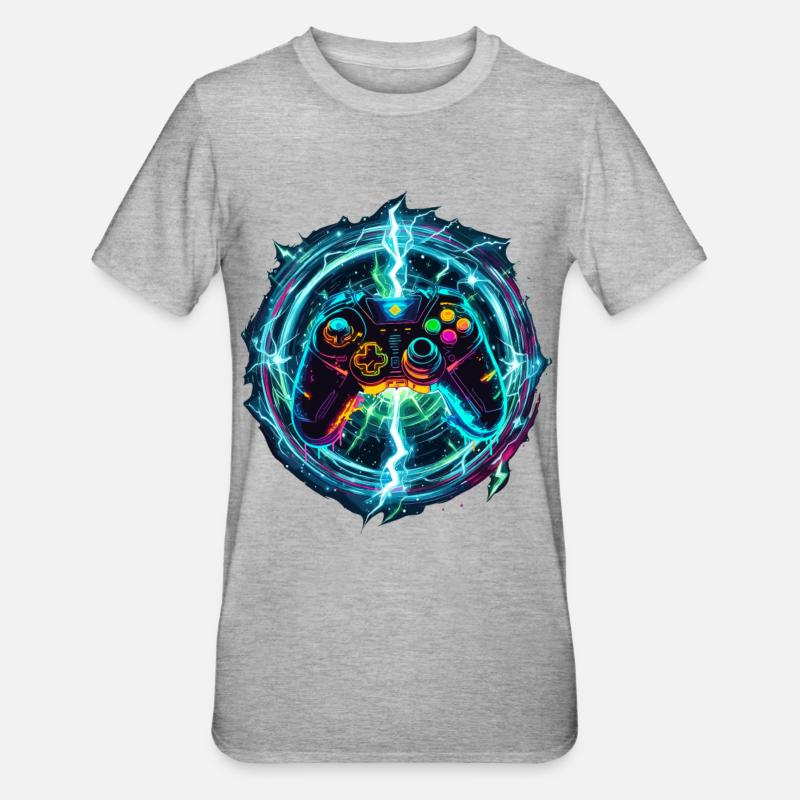 Galactic Gaming Controller - Unisex Polycotton T-Shirt - heather grey