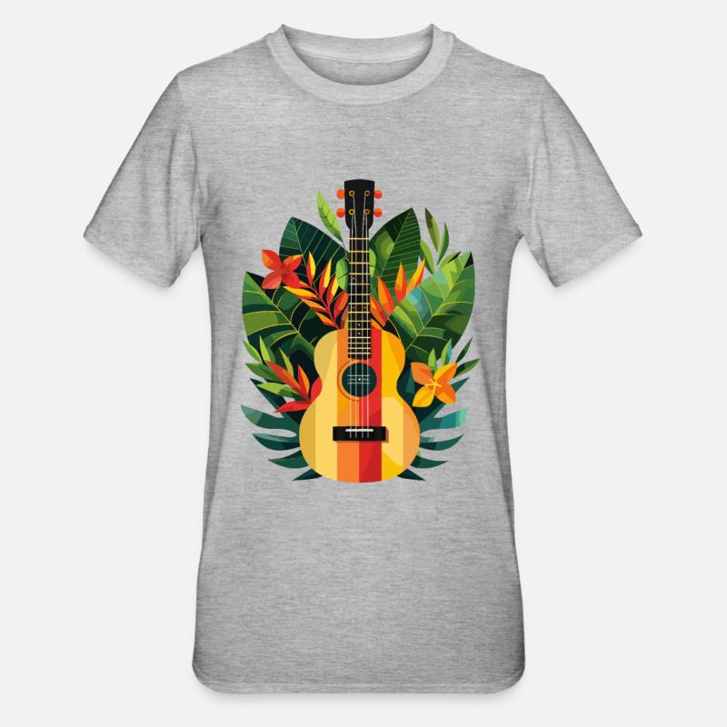 Look de bande dessinée de ukulélé - T-shirt polycoton Unisexe - gris chiné