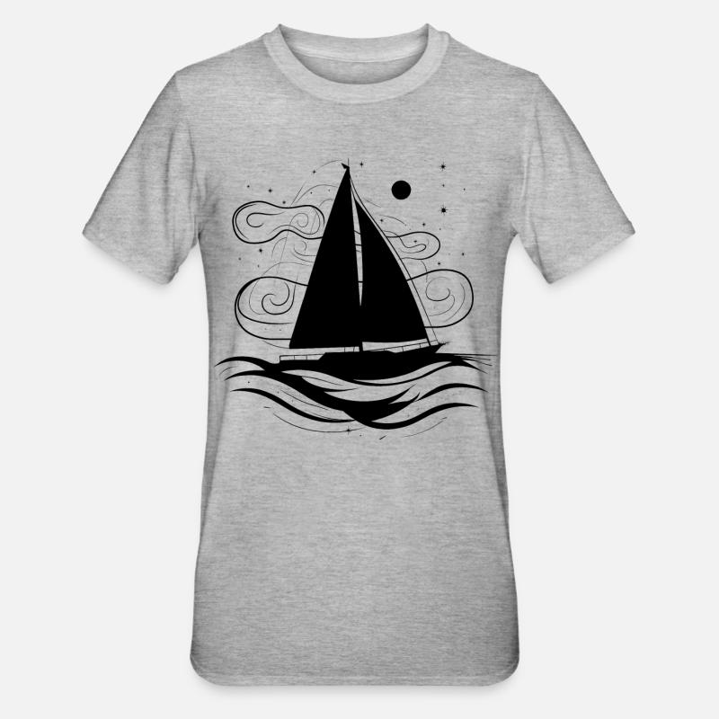 Croquis de navigation - T-shirt polycoton Unisexe - gris chiné