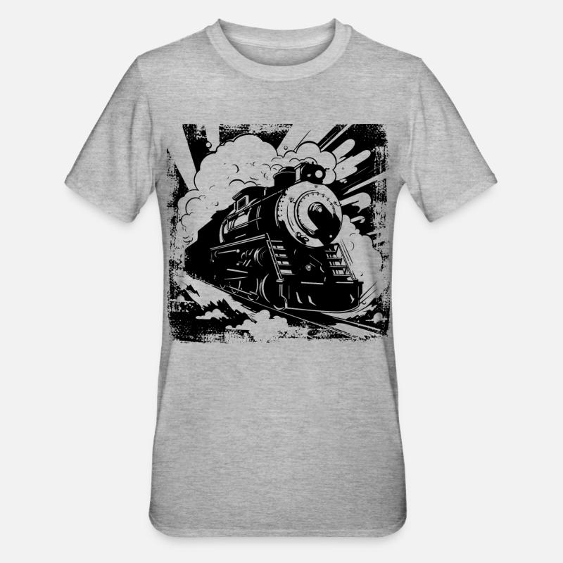 Chemin de fer - T-shirt polycoton Unisexe - gris chiné