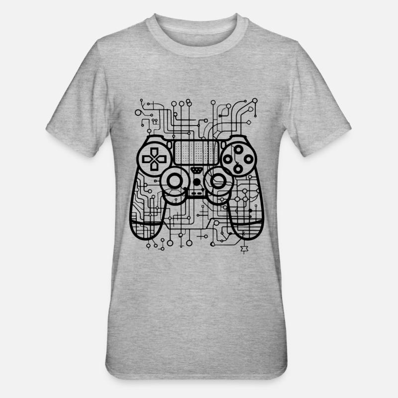 Spiel Controller - Unisex Polycotton T-Shirt - Grau meliert