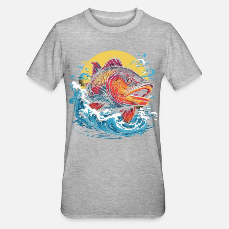 Illustration de pêche - T-shirt polycoton Unisexe - gris chiné