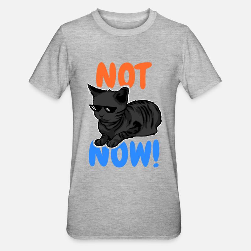 Lustige Katze - Unisex Polycotton T-Shirt - Grau meliert