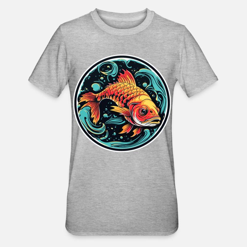 Illustration de poisson - T-shirt polycoton Unisexe - gris chiné
