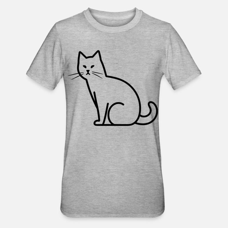 Dessin de chat - T-shirt polycoton Unisexe - gris chiné