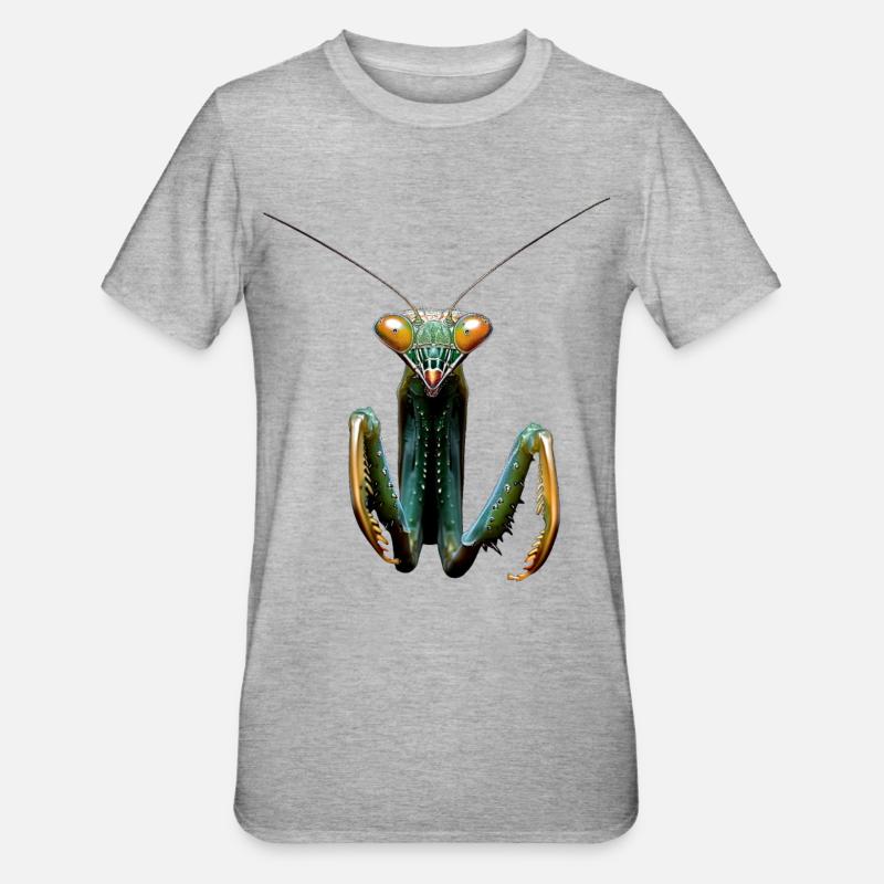 Gottesanbeterin Praying Mantis Liebe Fangschrecken - Unisex Polycotton T-Shirt - Grau meliert