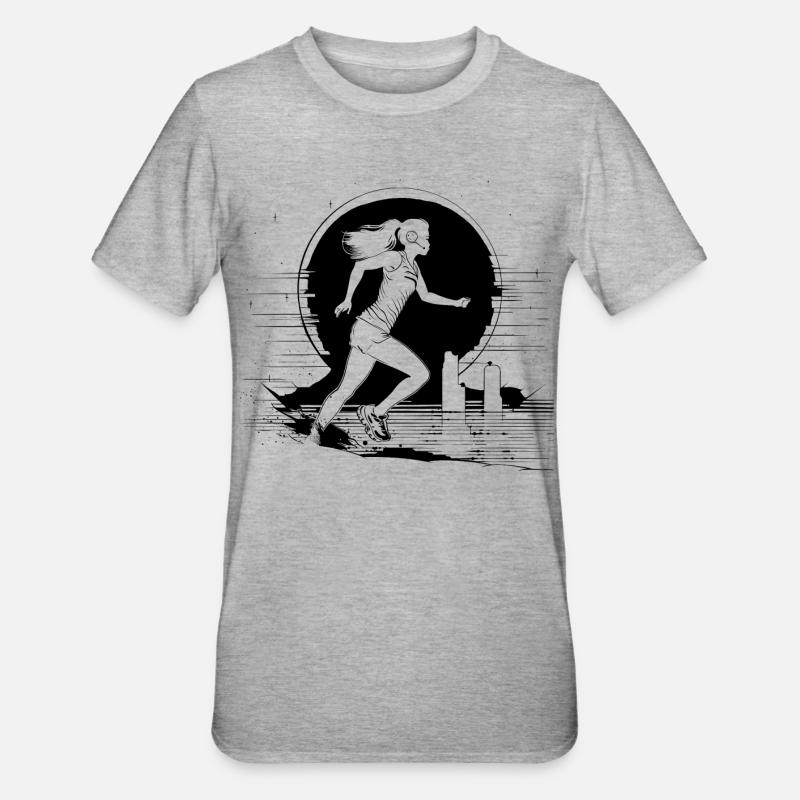 Dessin de coureur - T-shirt polycoton Unisexe - gris chiné