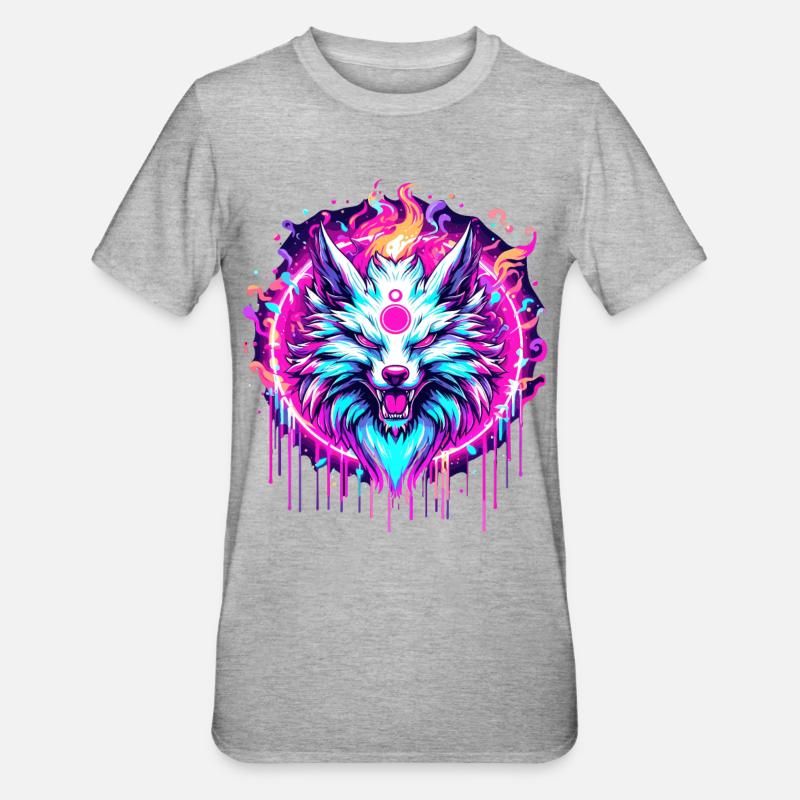 Renard psychédélique - T-shirt polycoton Unisexe - gris chiné