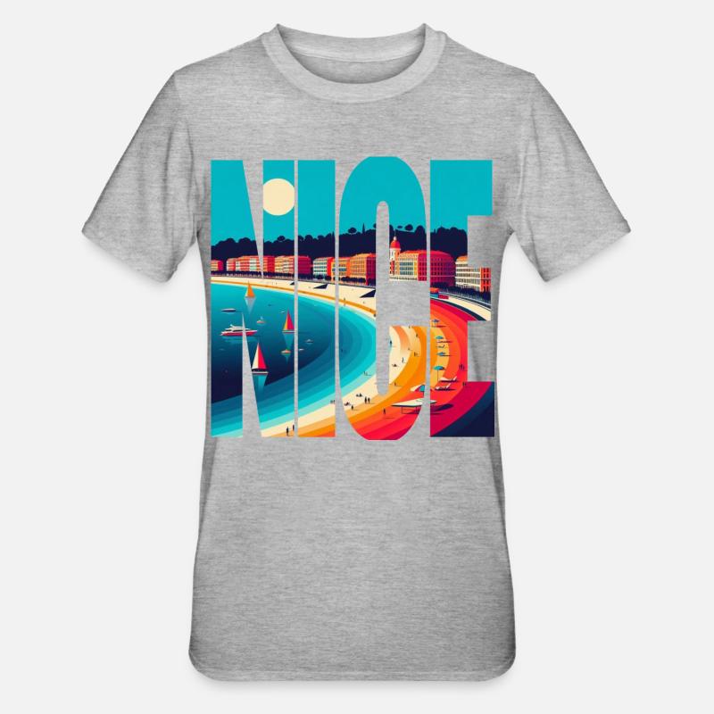 Schöne Riviera Arc in Farben - Unisex Polycotton T-Shirt - Grau meliert