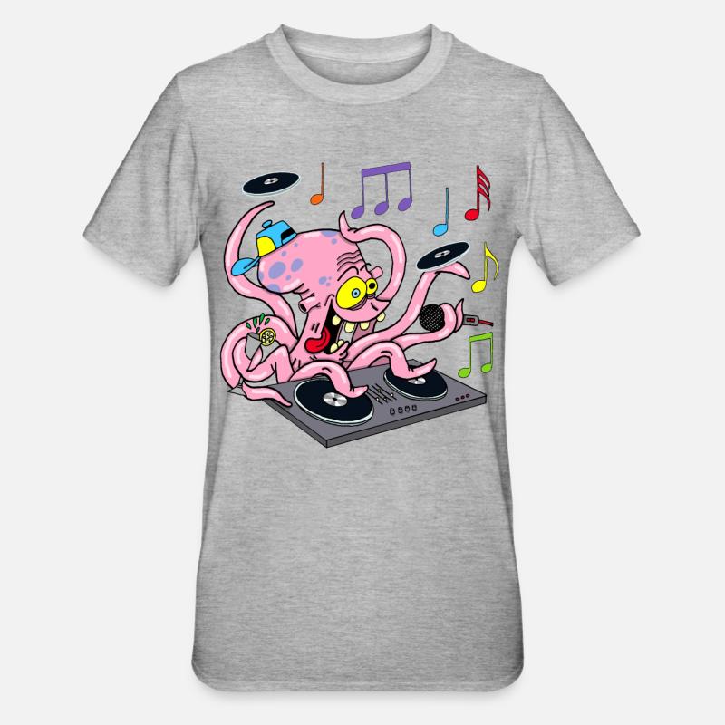 Pieuvre deejay - T-shirt polycoton Unisexe - gris chiné