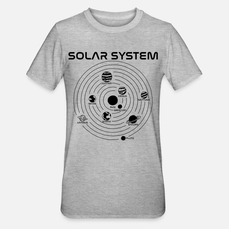 Solar System Map (Black) - Unisex Polycotton T-Shirt - heather grey
