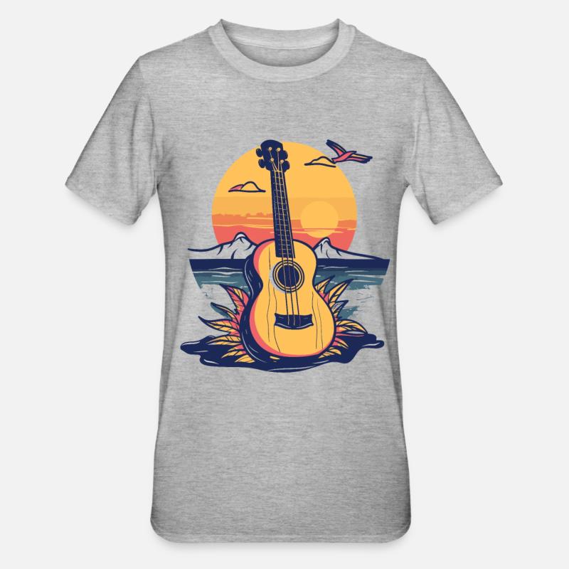 Graphiques pour ukulélé - T-shirt polycoton Unisexe - gris chiné