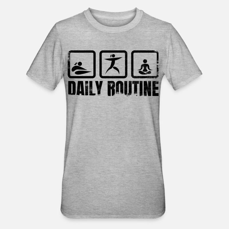 Routine quotidienne de Yogi - T-shirt polycoton Unisexe - gris chiné