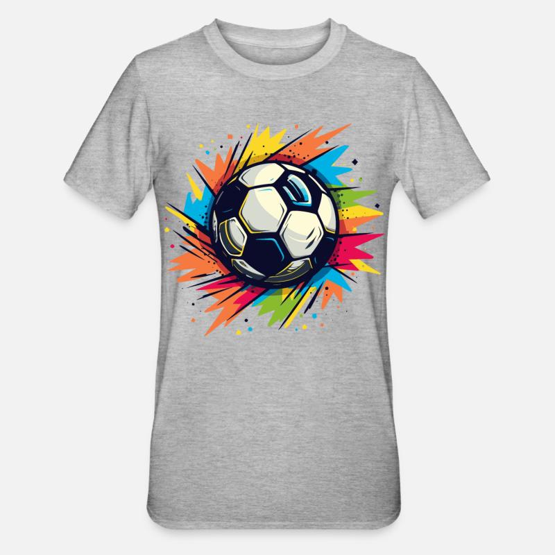 Fußball Graffiti - Unisex Polycotton T-Shirt - Grau meliert