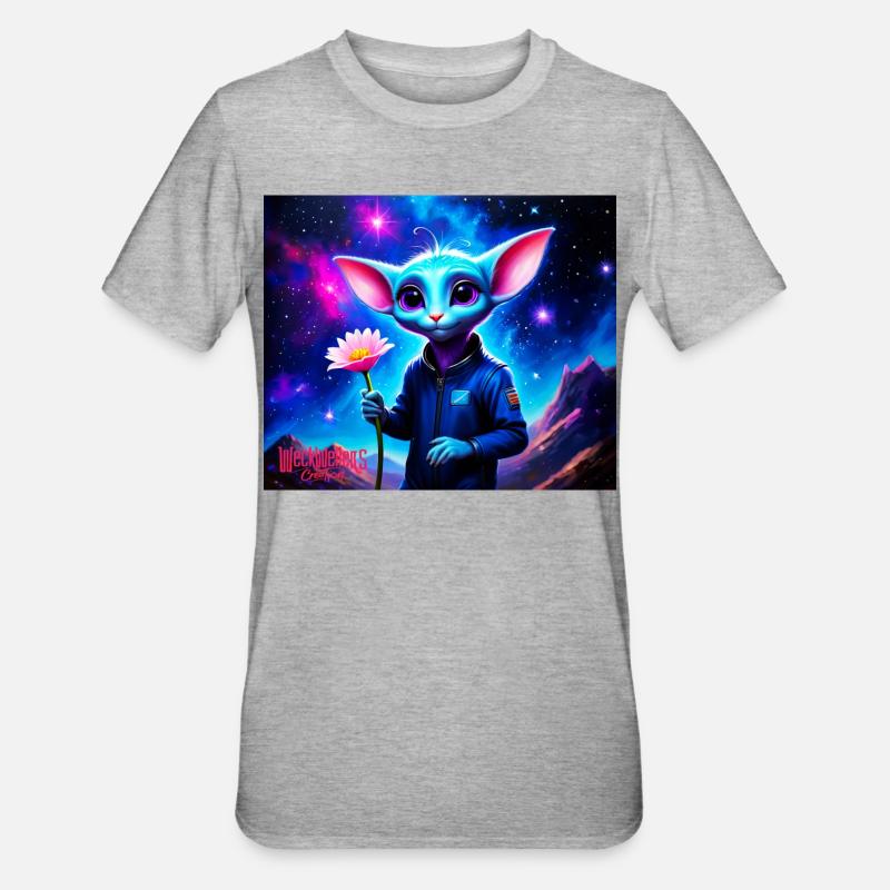 Wonky Maus - Unisex Polycotton T-Shirt - Grau meliert