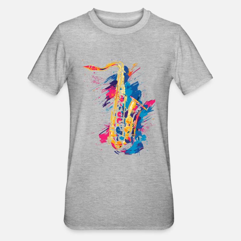 Saxophone Graffiti - Unisex Polycotton T-Shirt - heather grey
