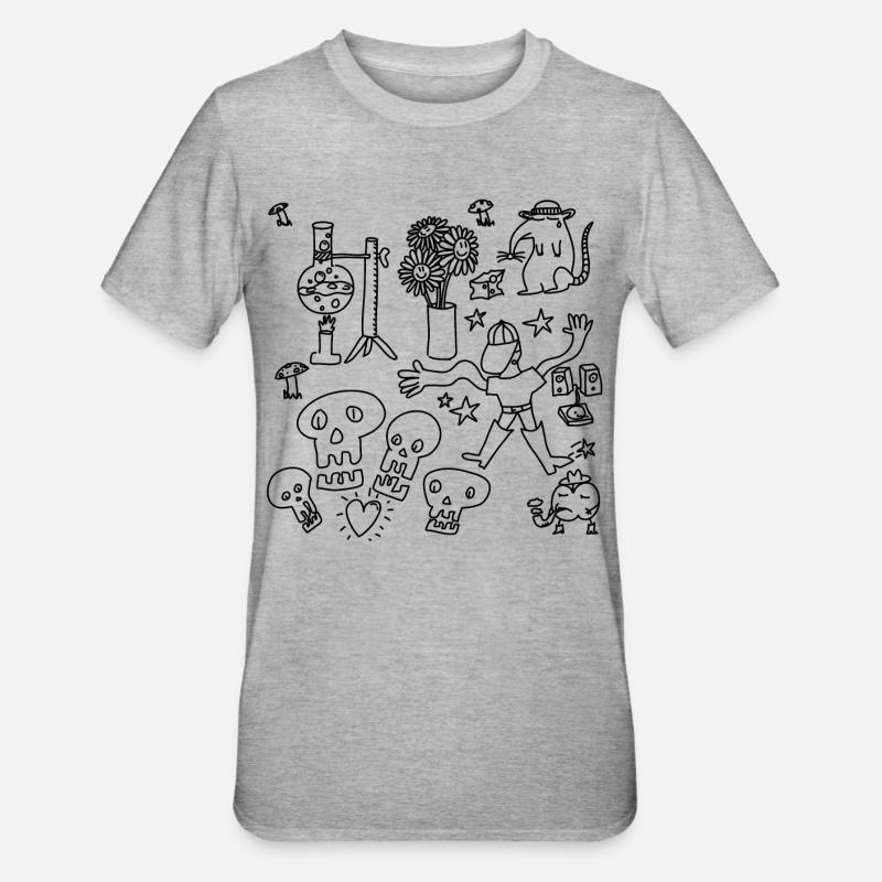 Kritzeln oder nach Hause gehen - Unisex Polycotton T-Shirt - Grau meliert