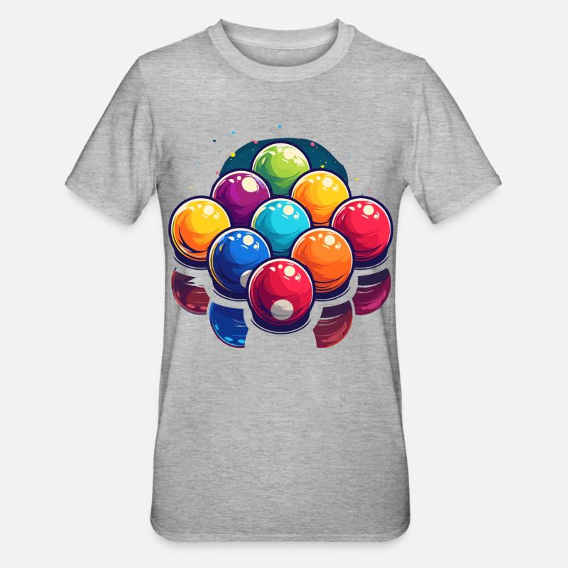 Billiard Balls Graphic - Unisex Polycotton T-Shirt - heather grey