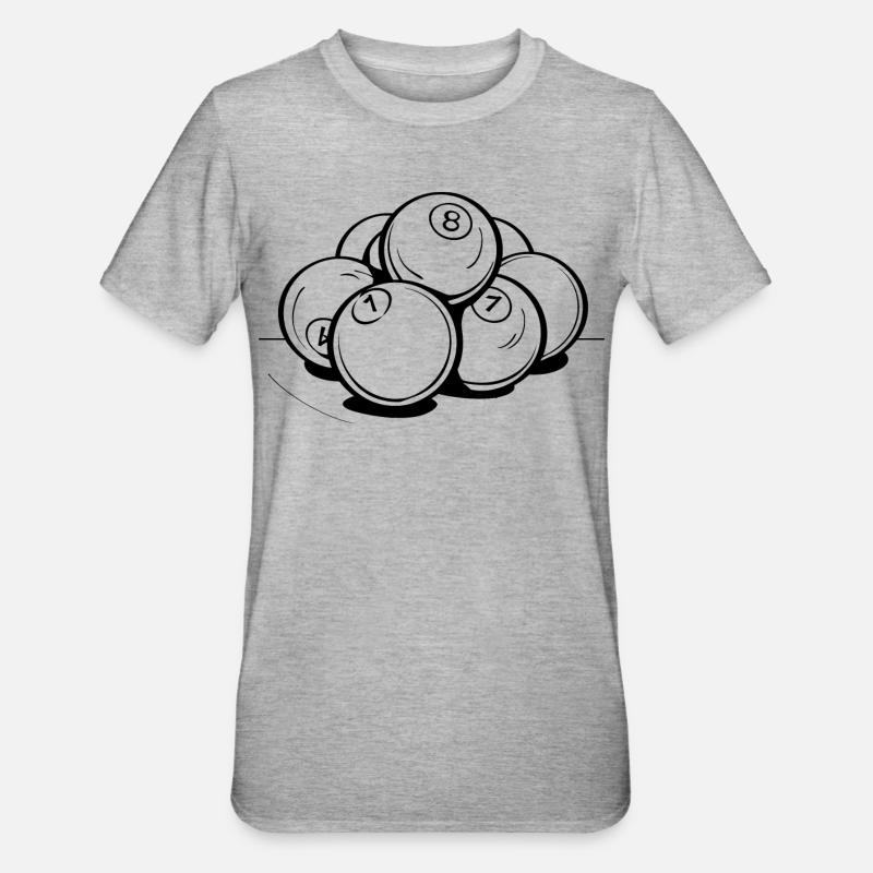 Dessin de boules de billard - T-shirt polycoton Unisexe - gris chiné