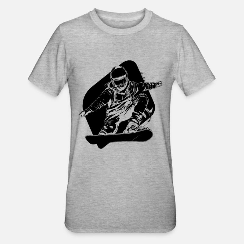 Dessin de snowboarder - T-shirt polycoton Unisexe - gris chiné