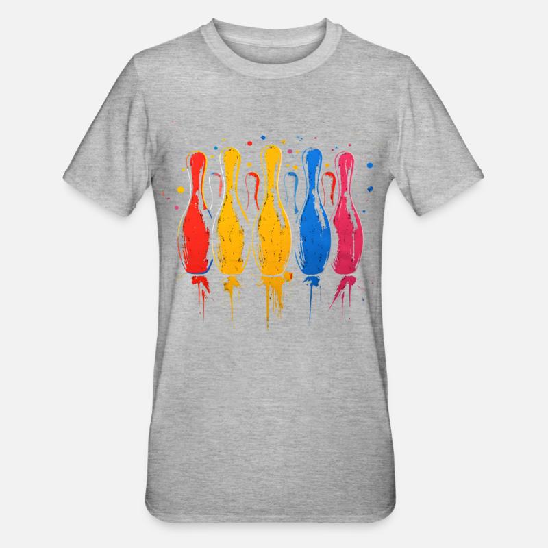 Bowling Farbkleckse - Unisex Polycotton T-Shirt - Grau meliert