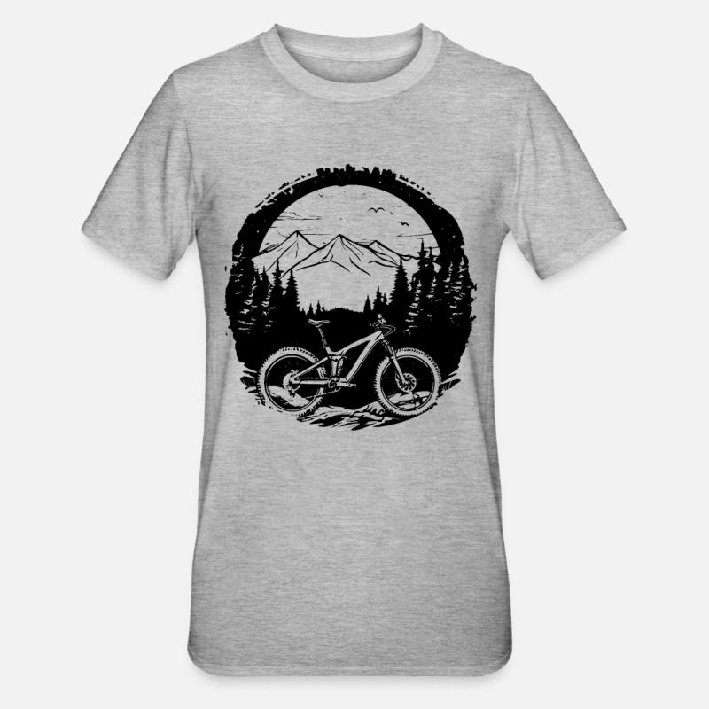 Mountain Biker Drawing - Unisex Polycotton T-Shirt - heather grey