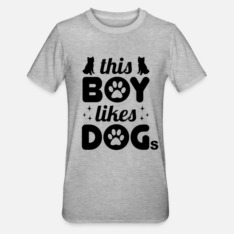 Ce garçon aime les chiens - T-shirt polycoton Unisexe - gris chiné