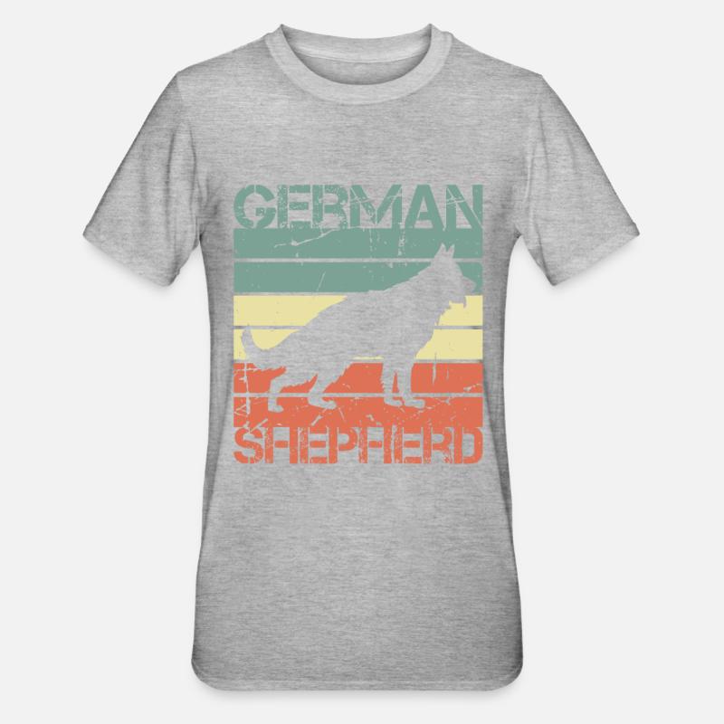 Retro Deutscher Schäferhund - Unisex Polycotton T-Shirt - Grau meliert