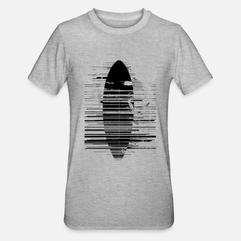 Dessin de planche de surf - T-shirt polycoton Unisexe - gris chiné