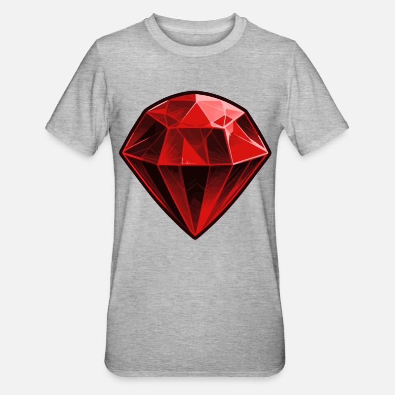 Precious Red Ruby Gemstone - Unisex Polycotton T-Shirt - heather grey