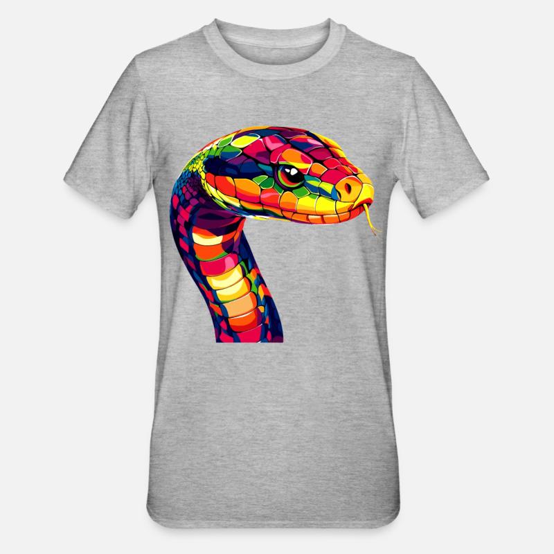 Schlange Python Kobra Mamba Klapperschlange Snake - Unisex Polycotton T-Shirt - Grau meliert