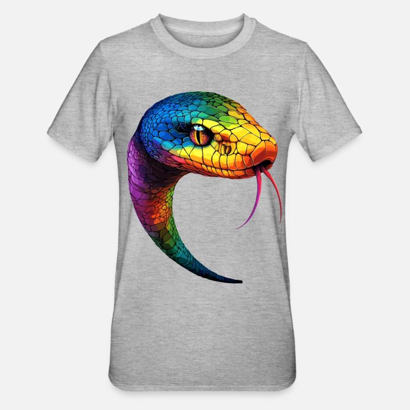 Schlange Python Kobra Mamba Klapperschlange Snake - Unisex Polycotton T-Shirt - Grau meliert