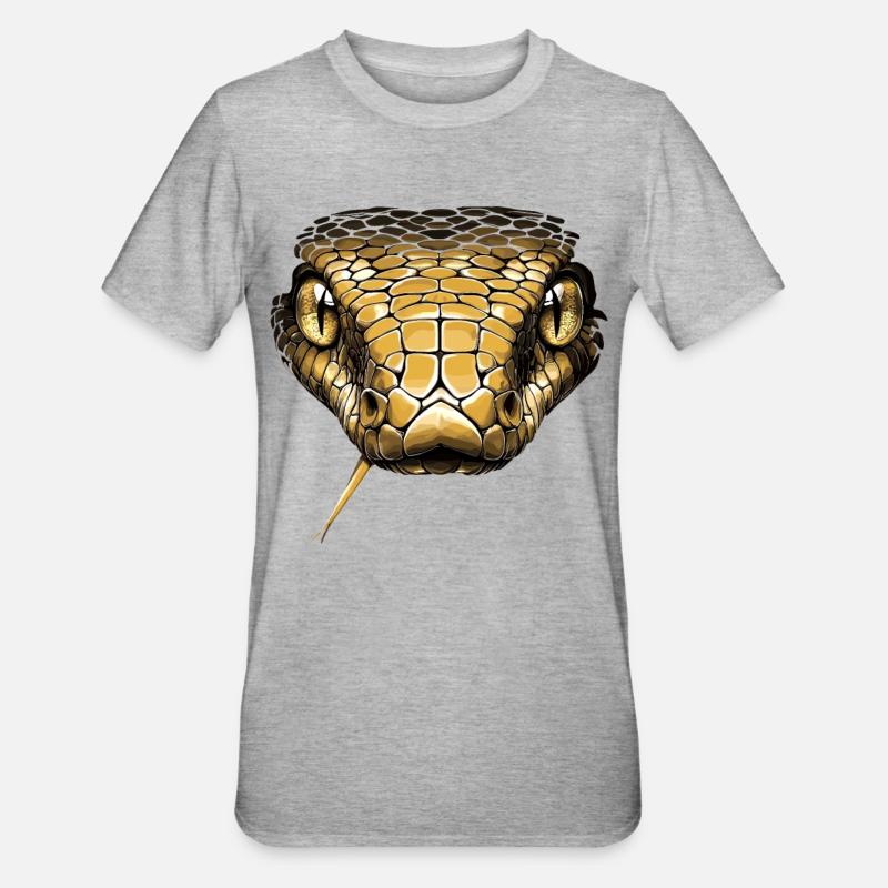 Schlange Python Kobra Mamba Klapperschlange Snake - Unisex Polycotton T-Shirt - Grau meliert