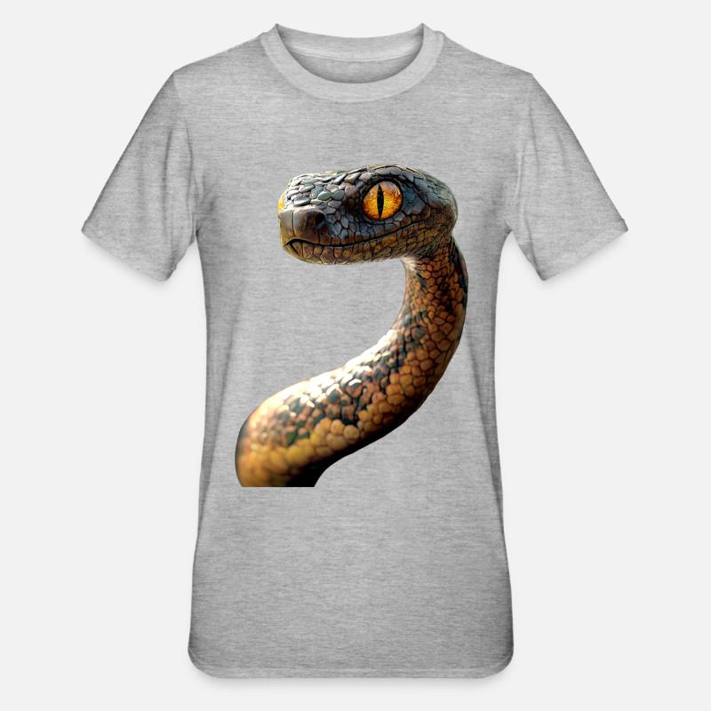 Schlange Python Kobra Mamba Klapperschlange Snake - Unisex Polycotton T-Shirt - Grau meliert