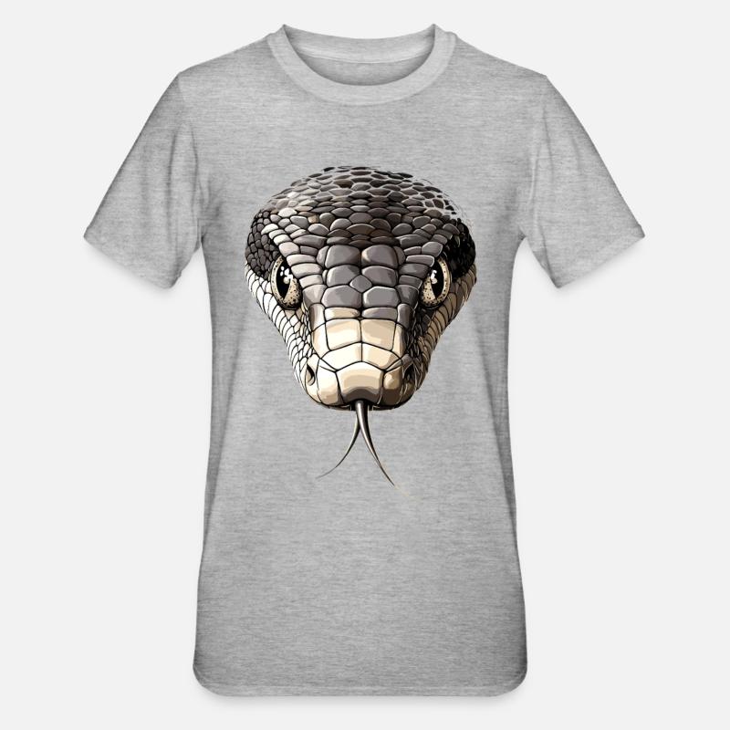Schlange Python Kobra Mamba Klapperschlange Snake - Unisex Polycotton T-Shirt - Grau meliert