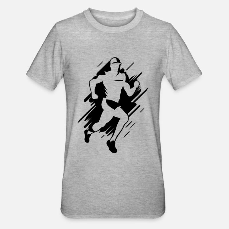 Dessin de garçon marathon - T-shirt polycoton Unisexe - gris chiné