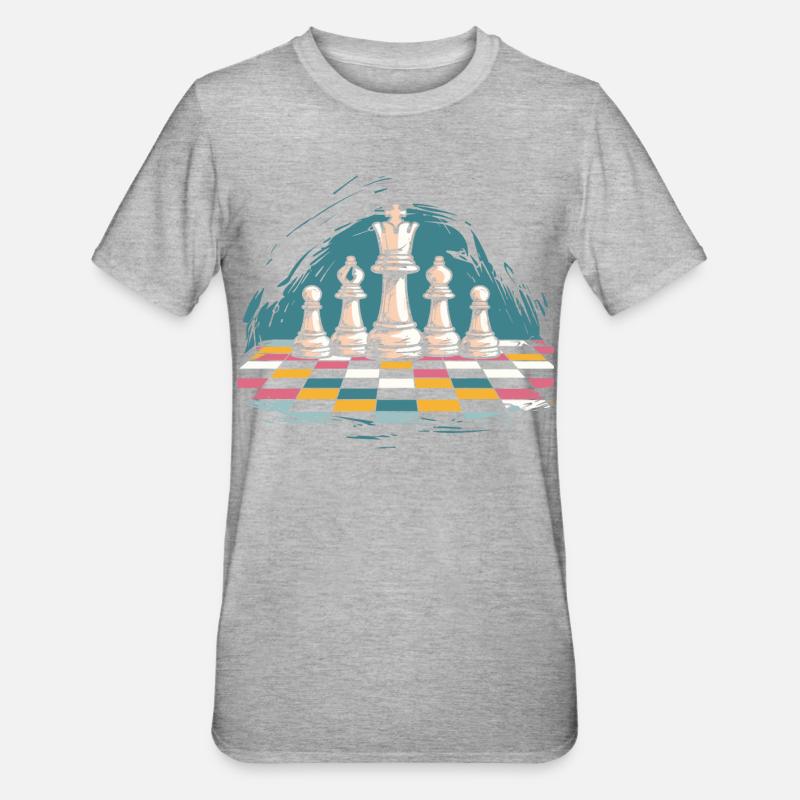 Graphismes d’échecs - T-shirt polycoton Unisexe - gris chiné