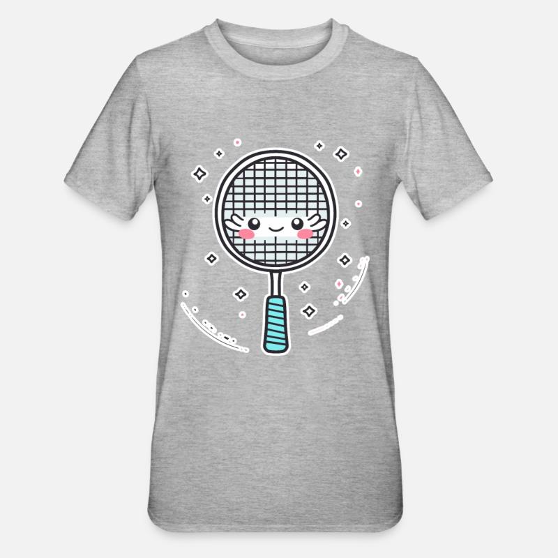 Badmintonschläger Comic Look - Unisex Polycotton T-Shirt - Grau meliert