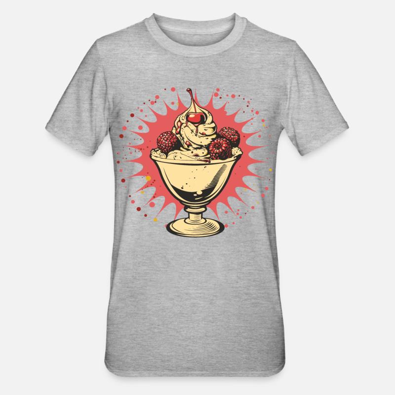 Grafik Eisbecher - Unisex Polycotton T-Shirt - Grau meliert