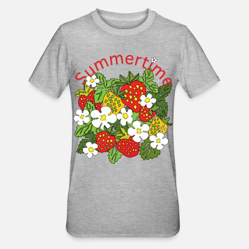 Summer Fruit Pattern Trio - Unisex Polycotton T-Shirt - heather grey