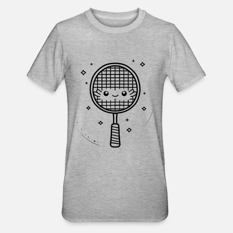 Badminton Racket Comic - Unisex Polycotton T-Shirt - heather grey