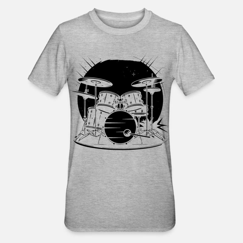 Schlagzeug Grafik - Unisex Polycotton T-Shirt - Grau meliert