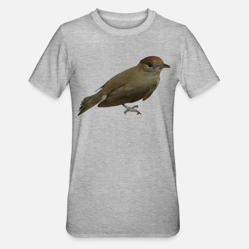 Mönchsgrasmücke Weibchen - Unisex Polycotton T-Shirt - Grau meliert