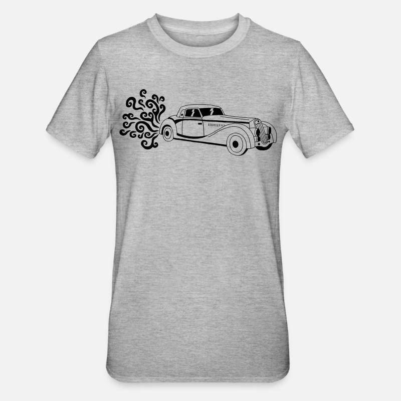 Schwarzer Oldtimer - Unisex Polycotton T-Shirt - Grau meliert