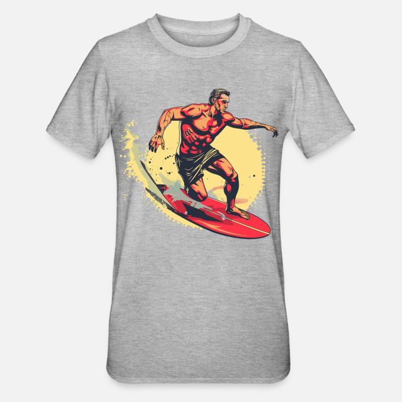 Graphisme Surfer - T-shirt polycoton Unisexe - gris chiné