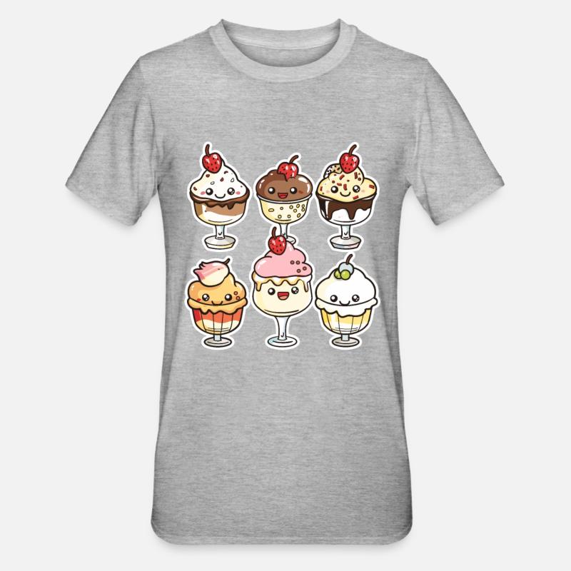 Eiscreme Karikatur - Unisex Polycotton T-Shirt - Grau meliert