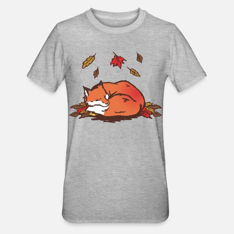 Illustration de renard d’automne tranquille - T-shirt polycoton Unisexe - gris chiné