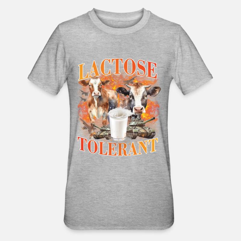 Mème tolérant au lactose - T-shirt polycoton Unisexe - gris chiné